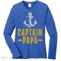 Captain Papa Pontoon Boat Owner Captain Sailors Boating Gift Women's Long Sleeve Shirt thumb 0