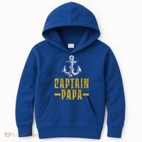 Captain Papa Pontoon Boat Owner Captain Sailors Boating Gift Kids Hoodie thumb 0