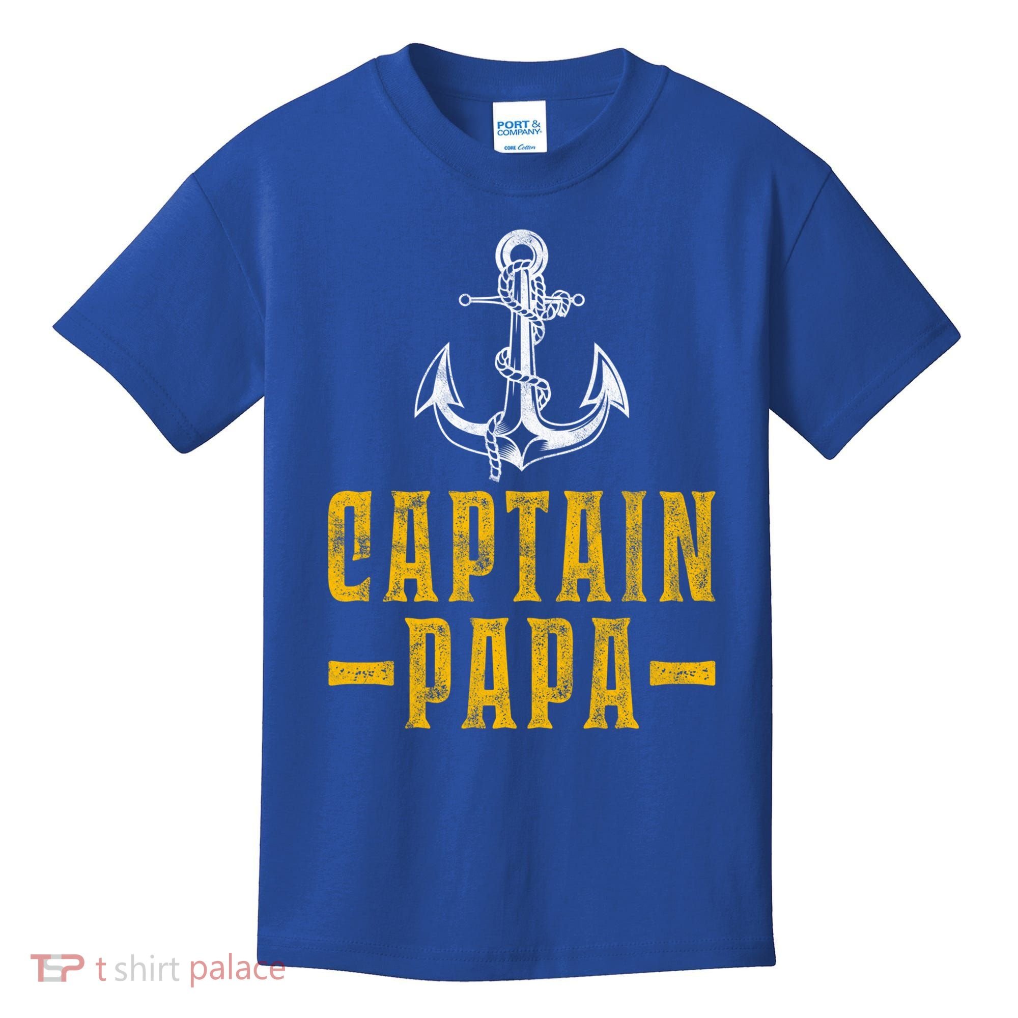Captain Papa Pontoon Boat Owner Captain Sailors Boating Gift Kids T-Shirt