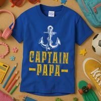 Captain Papa Pontoon Boat Owner Captain Sailors Boating Gift Kids T-Shirt thumb 3