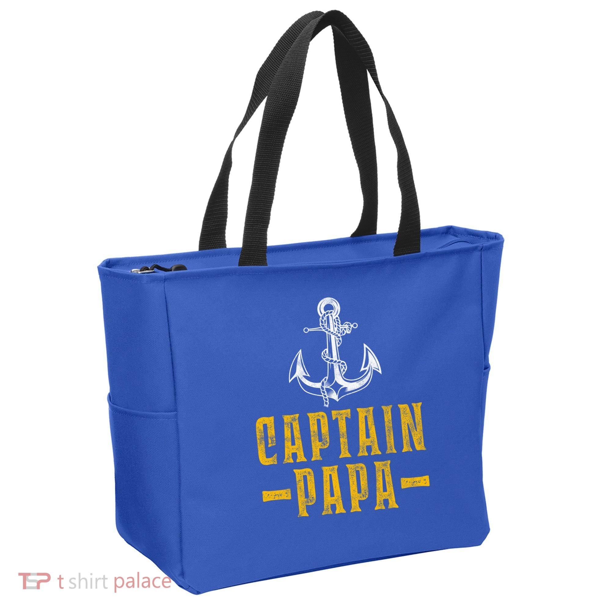 Captain Papa Pontoon Boat Owner Captain Sailors Boating Gift Tote Bag