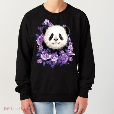 Cute Panda Purple Flowers Panda Lovers Gift Women's Sweatshirt