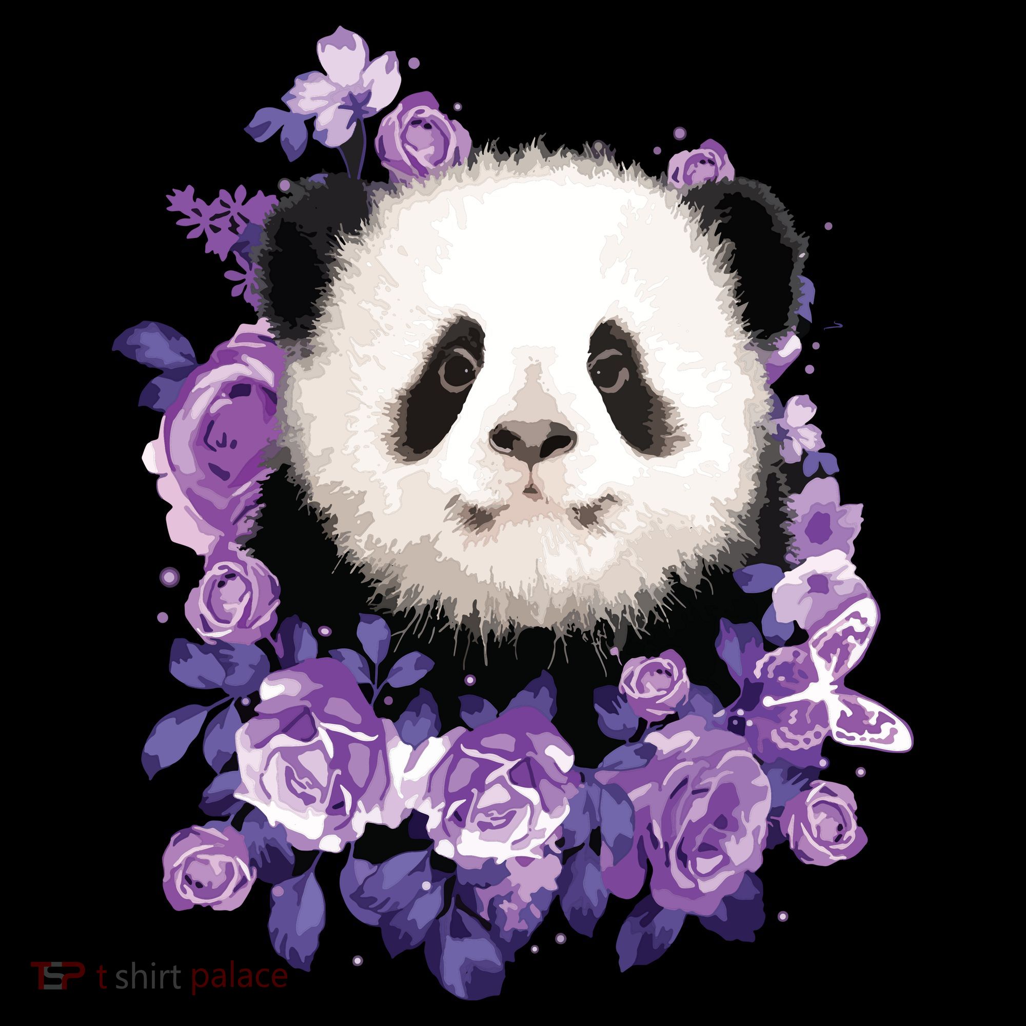 Cute Panda Purple Flowers Panda Lovers Gift Doggie Tank