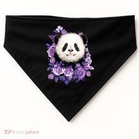 Cute Panda Purple Flowers Panda Lovers Gift USA-Made Doggie Bandana thumb 0