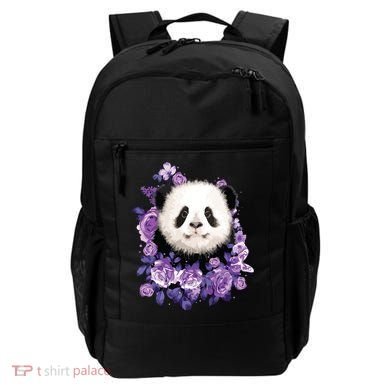 Cute Panda Purple Flowers Panda Lovers Gift Backpack