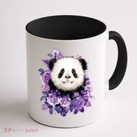 Cute Panda Purple Flowers Panda Lovers Gift Coffee Mug thumb 1