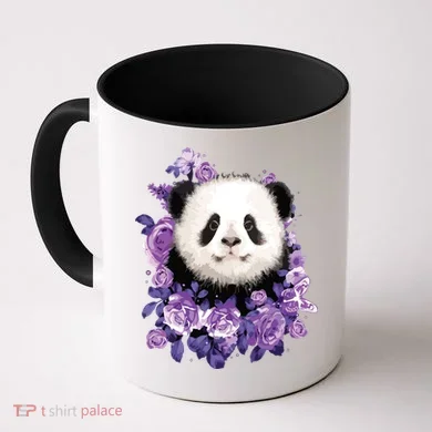 Cute Panda Purple Flowers Panda Lovers Gift Coffee Mug