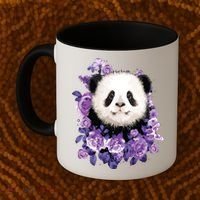 Cute Panda Purple Flowers Panda Lovers Gift Coffee Mug thumb 2