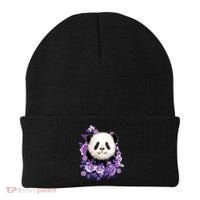 Cute Panda Purple Flowers Panda Lovers Gift Beanie thumb 0