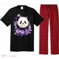 Cute Panda Purple Flowers Panda Lovers Gift Pajama Set thumb 0
