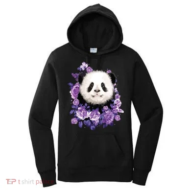 Cute Panda Purple Flowers Panda Lovers Gift Women's Hoodie