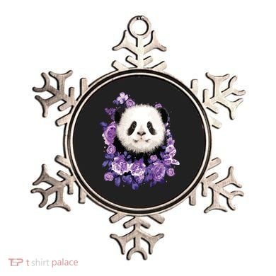 Cute Panda Purple Flowers Panda Lovers Gift Ornament