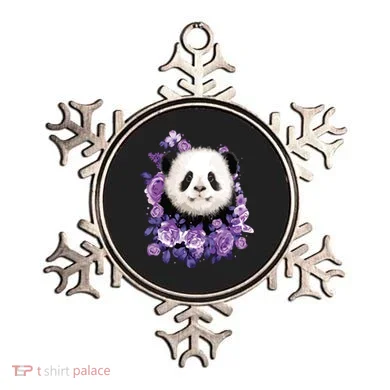 Cute Panda Purple Flowers Panda Lovers Gift Ornament
