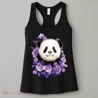 Cute Panda Purple Flowers Panda Lovers Gift Women's Tank Top thumb 3