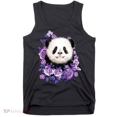 Cute Panda Purple Flowers Panda Lovers Gift Tank Top