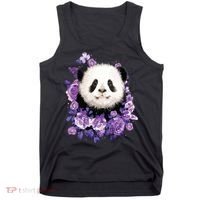 Cute Panda Purple Flowers Panda Lovers Gift Tank Top thumb 0