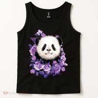 Cute Panda Purple Flowers Panda Lovers Gift Tank Top thumb 2