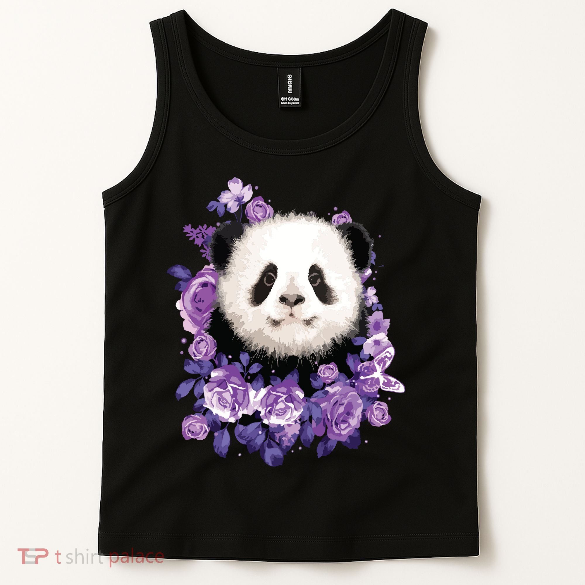 Cute Panda Purple Flowers Panda Lovers Gift Tank Top