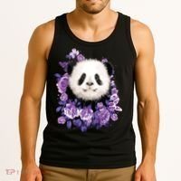 Cute Panda Purple Flowers Panda Lovers Gift Tank Top thumb 3