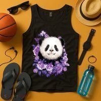 Cute Panda Purple Flowers Panda Lovers Gift Tank Top thumb 4