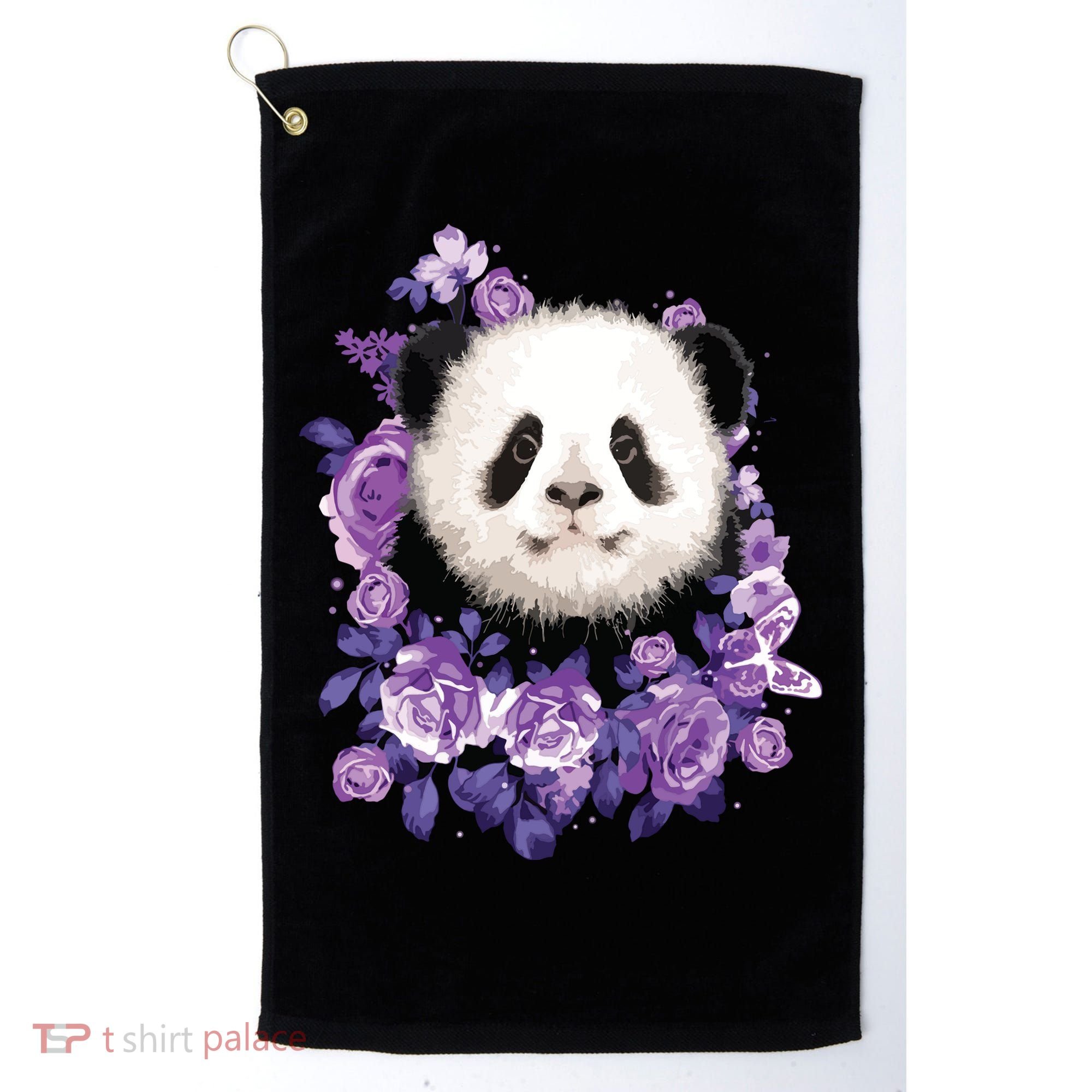 Cute Panda Purple Flowers Panda Lovers Gift Golf Towel