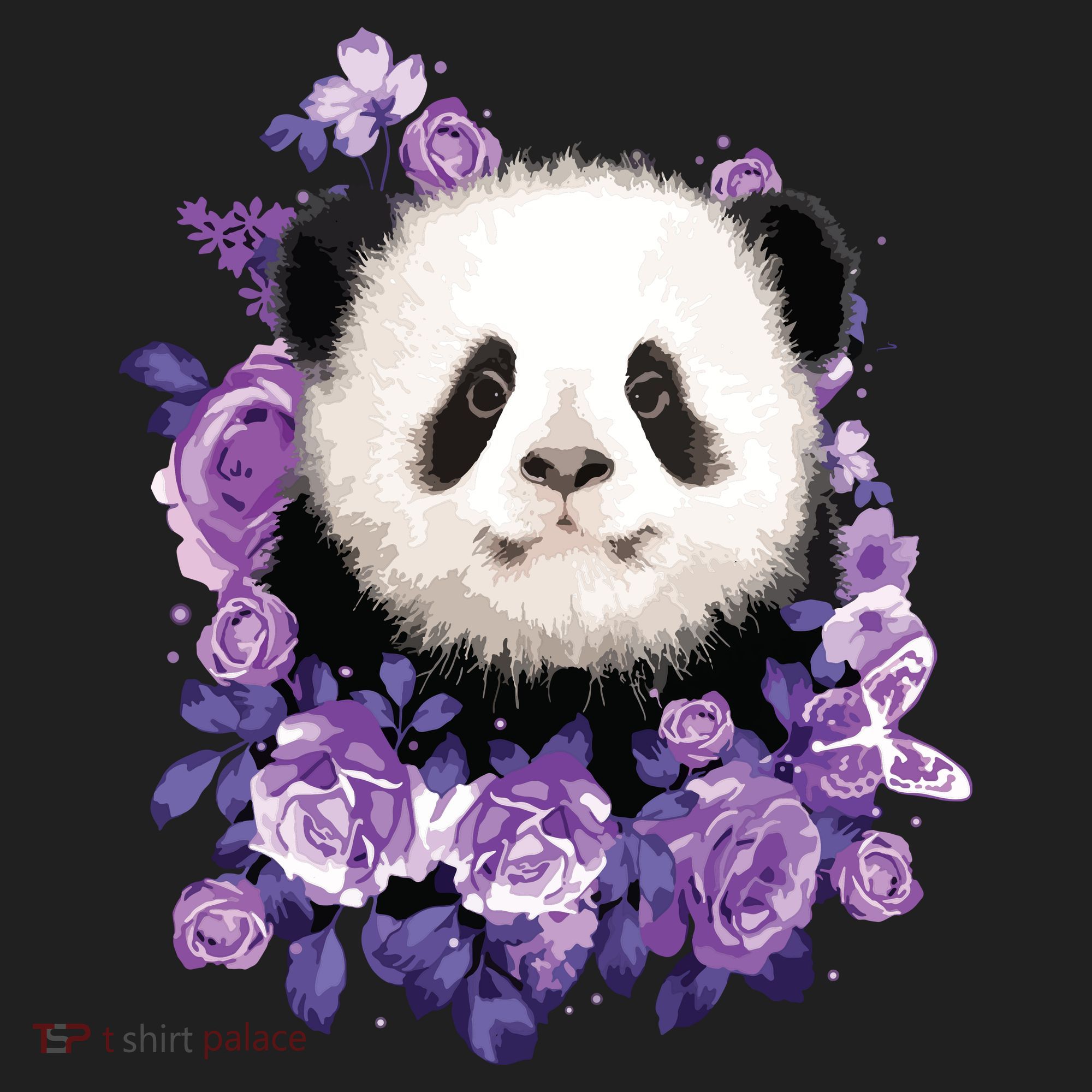 Cute Panda Purple Flowers Panda Lovers Gift Golf Towel