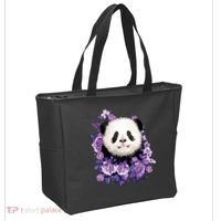 Cute Panda Purple Flowers Panda Lovers Gift Tote Bag thumb 2