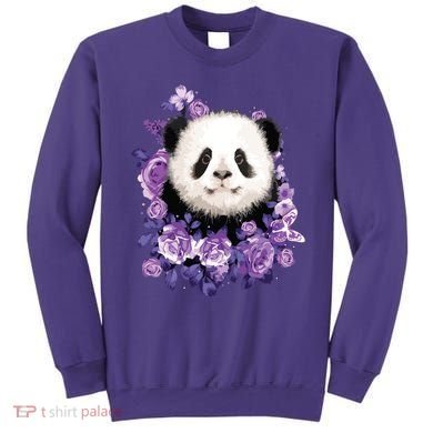 Cute Panda Purple Flowers Panda Lovers Gift Sweatshirt
