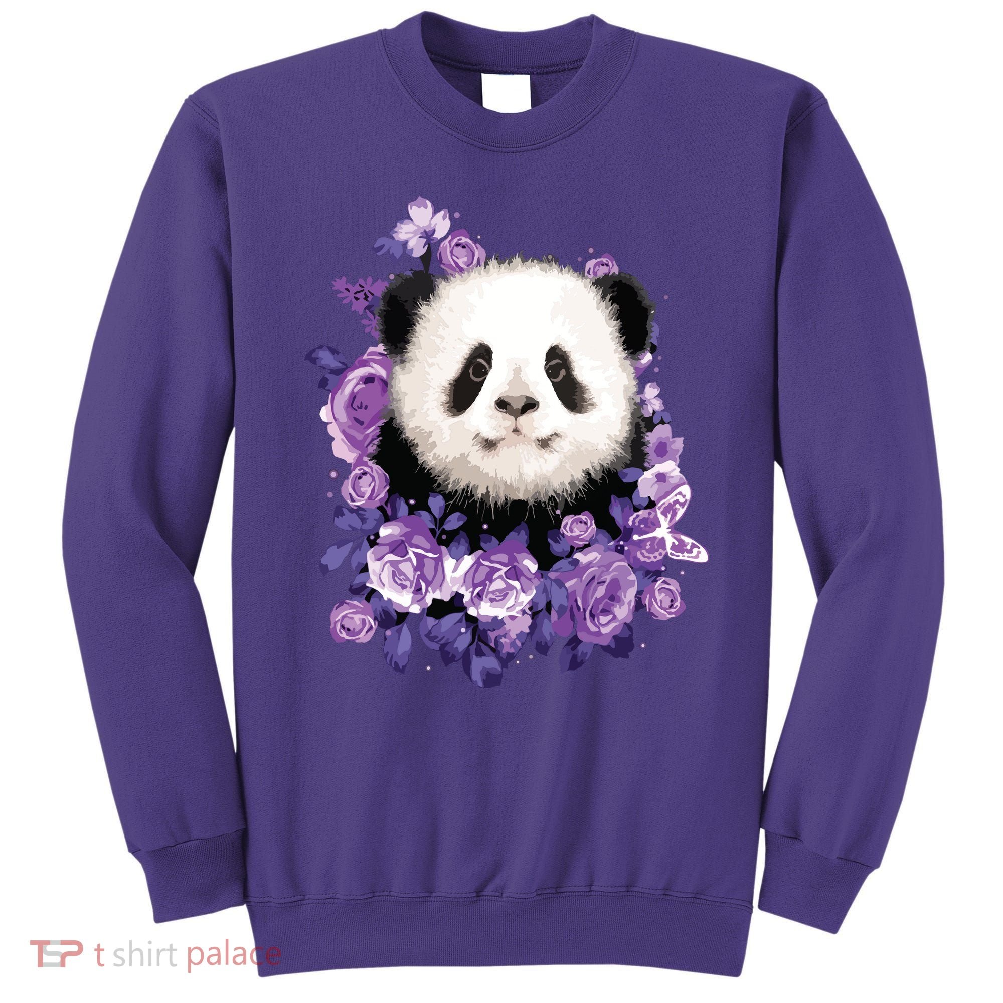 Cute Panda Purple Flowers Panda Lovers Gift Sweatshirt
