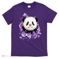 Cute Panda Purple Flowers Panda Lovers Gift T-Shirt thumb 0