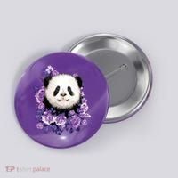 Cute Panda Purple Flowers Panda Lovers Gift Button thumb 0