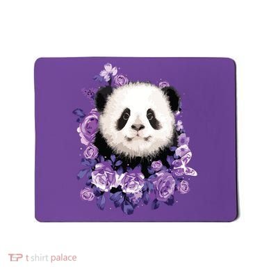 Cute Panda Purple Flowers Panda Lovers Gift Mousepad