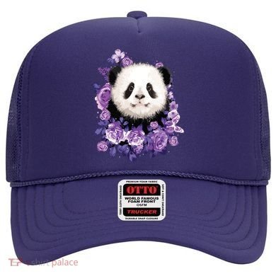 Cute Panda Purple Flowers Panda Lovers Gift Hat