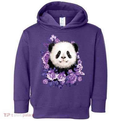 Cute Panda Purple Flowers Panda Lovers Gift Toddler Hoodie