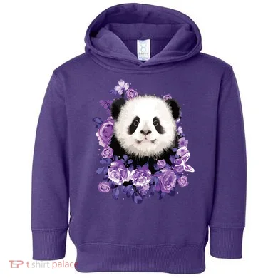 Cute Panda Purple Flowers Panda Lovers Gift Toddler Hoodie