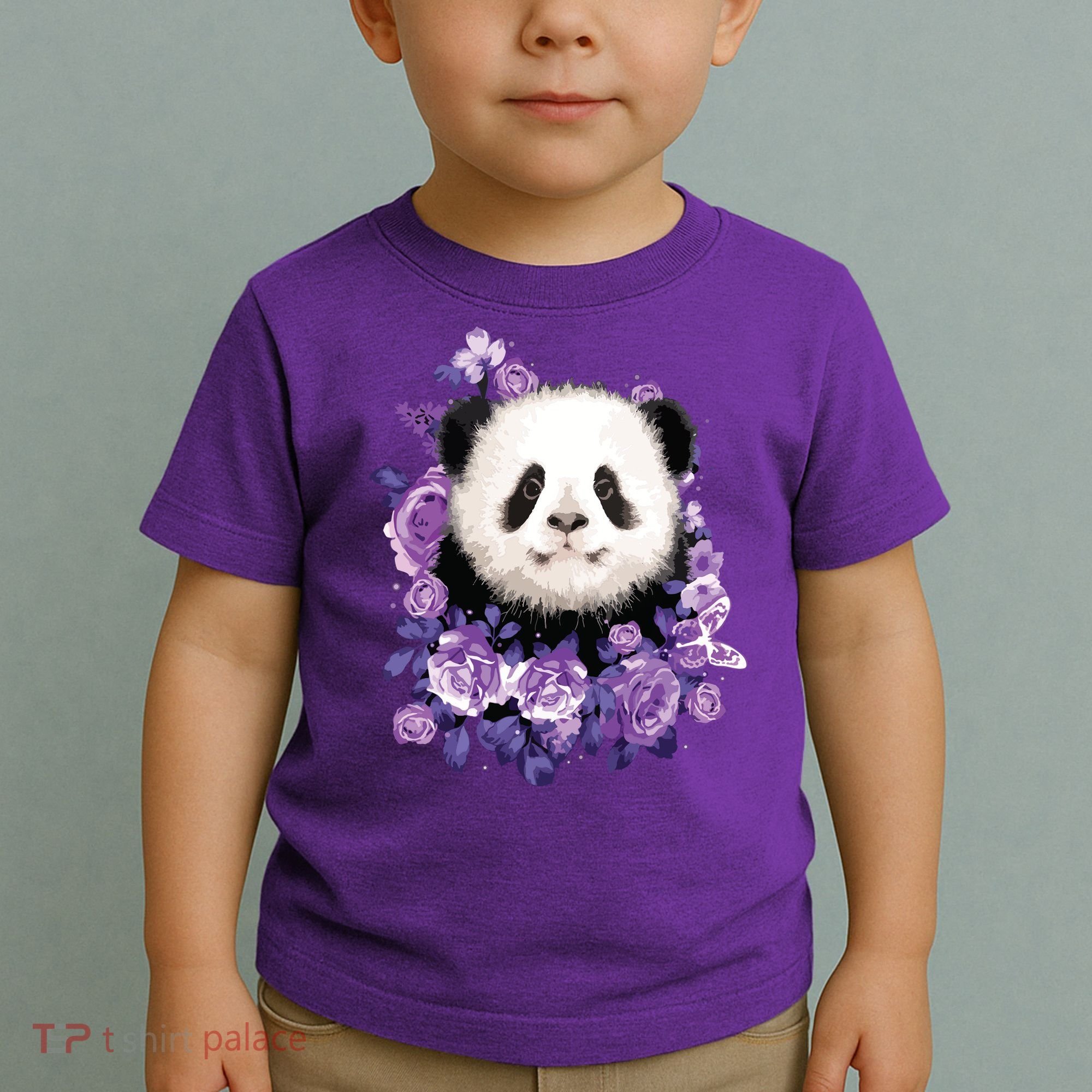 Cute Panda Purple Flowers Panda Lovers Gift Toddler T-Shirt