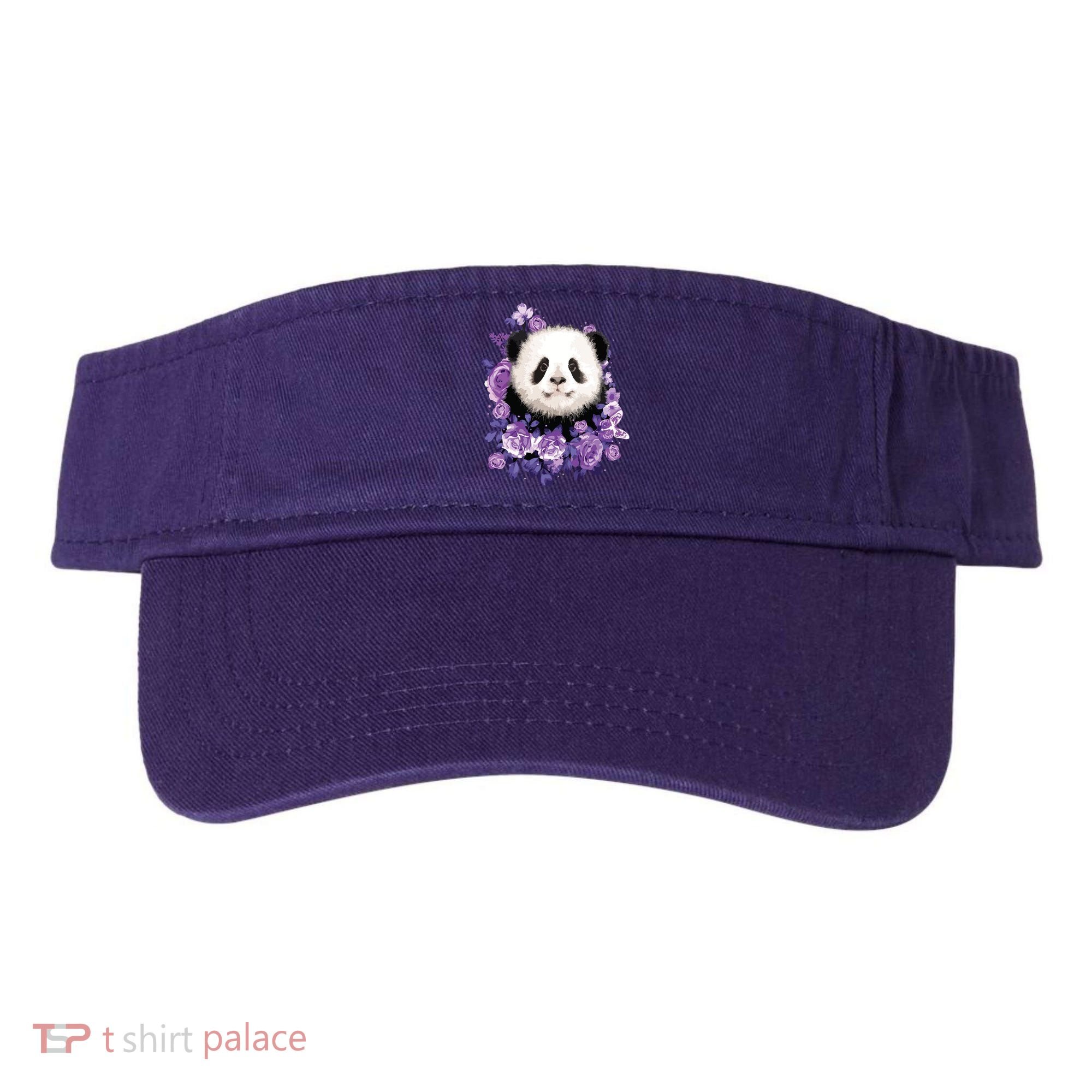 Cute Panda Purple Flowers Panda Lovers Gift Visor