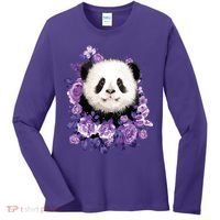 Cute Panda Purple Flowers Panda Lovers Gift Women's Long Sleeve Shirt thumb 0