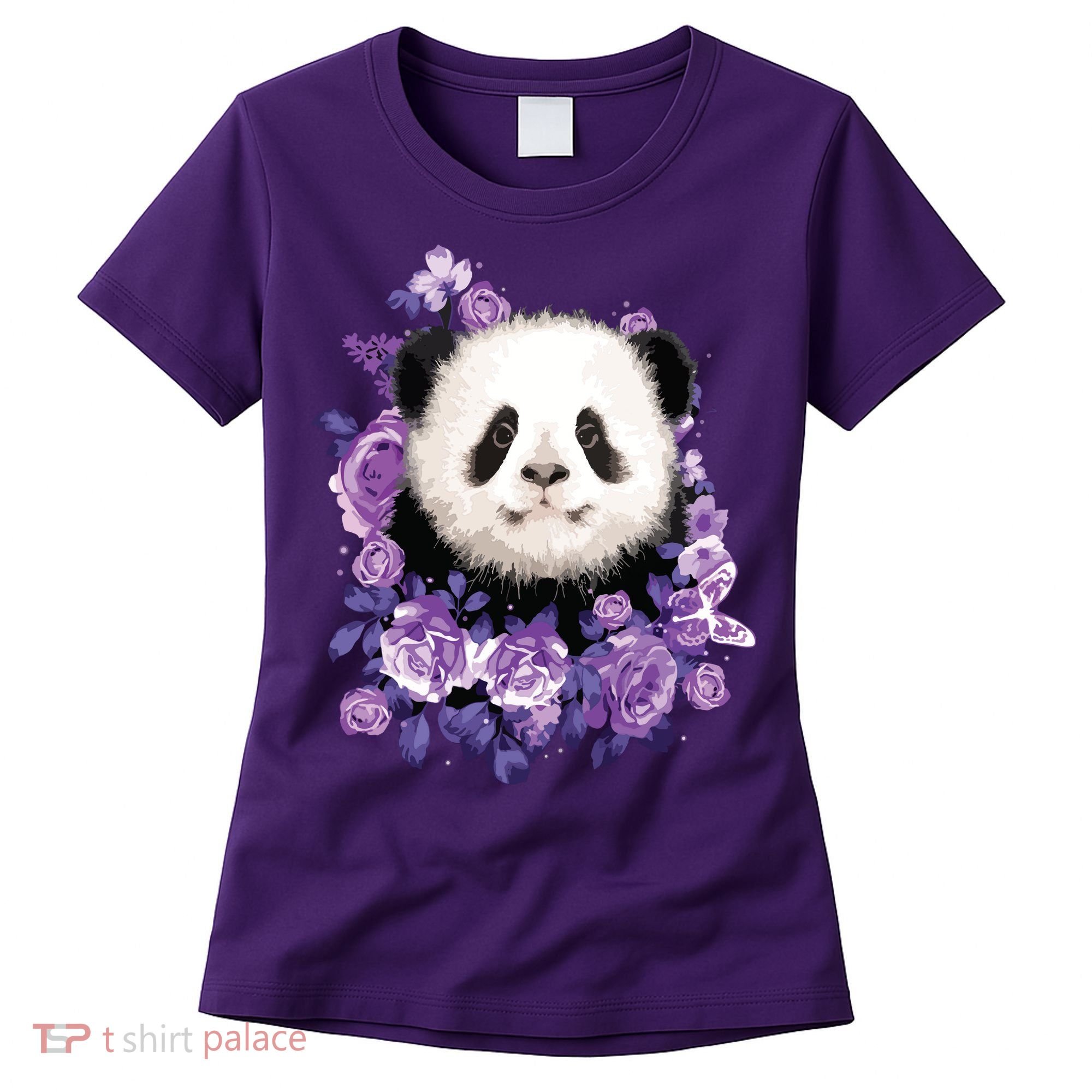 Cute Panda Purple Flowers Panda Lovers Gift Women's T-Shirt