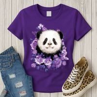 Cute Panda Purple Flowers Panda Lovers Gift Women's T-Shirt thumb 3
