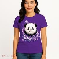 Cute Panda Purple Flowers Panda Lovers Gift Women's T-Shirt thumb 4