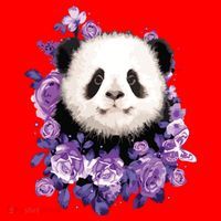 Cute Panda Purple Flowers Panda Lovers Gift Santa Hat thumb 1