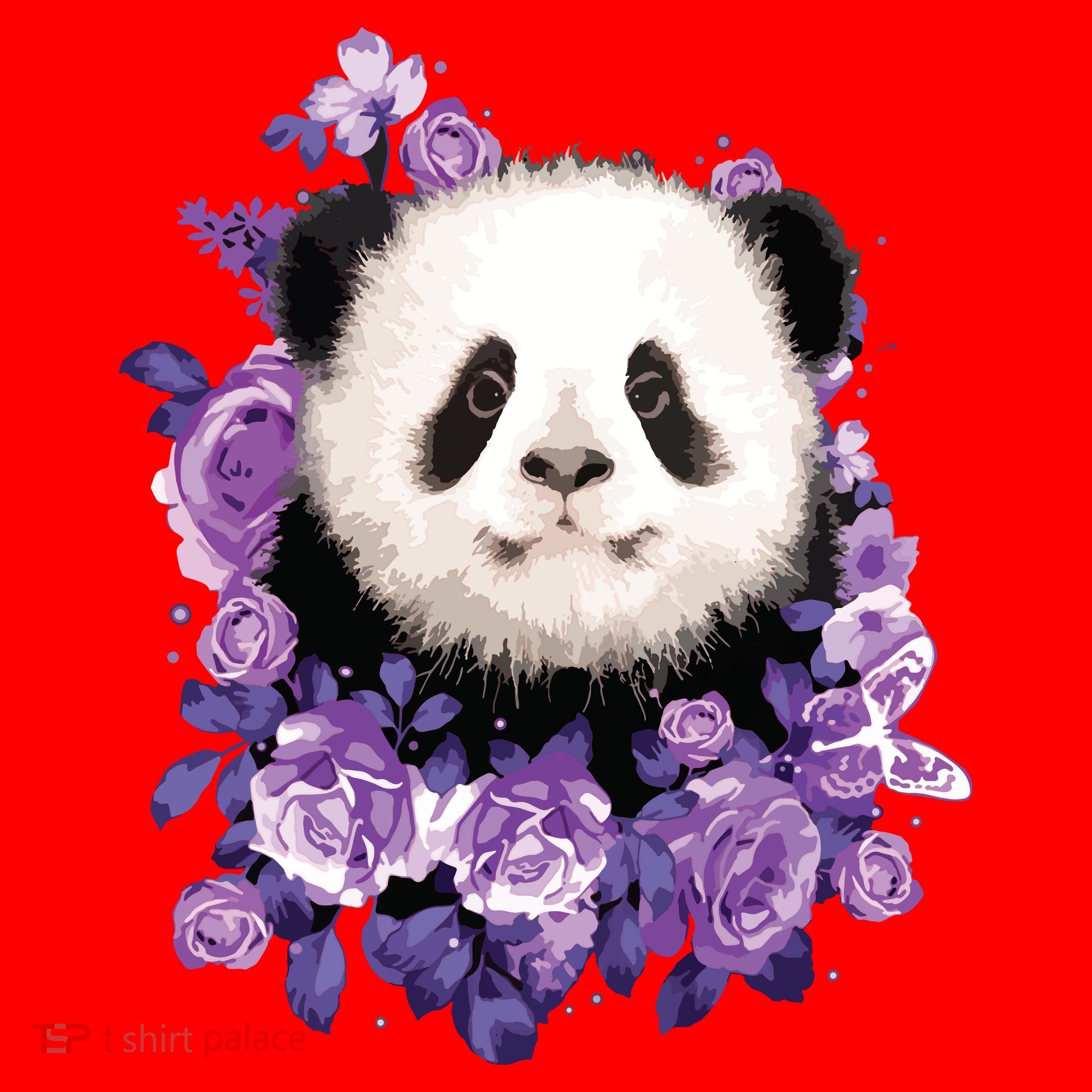 Cute Panda Purple Flowers Panda Lovers Gift Santa Hat
