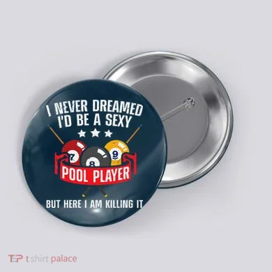 Cool Pool Player Design For Men Women Pool Billiards Player Button