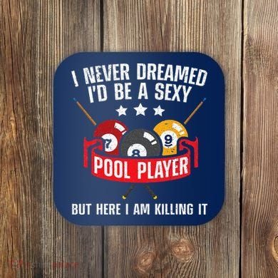 Cool Pool Player Design For Men Women Pool Billiards Player Coaster