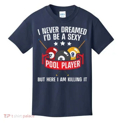 Cool Pool Player Design For Men Women Pool Billiards Player Kids T-Shirt