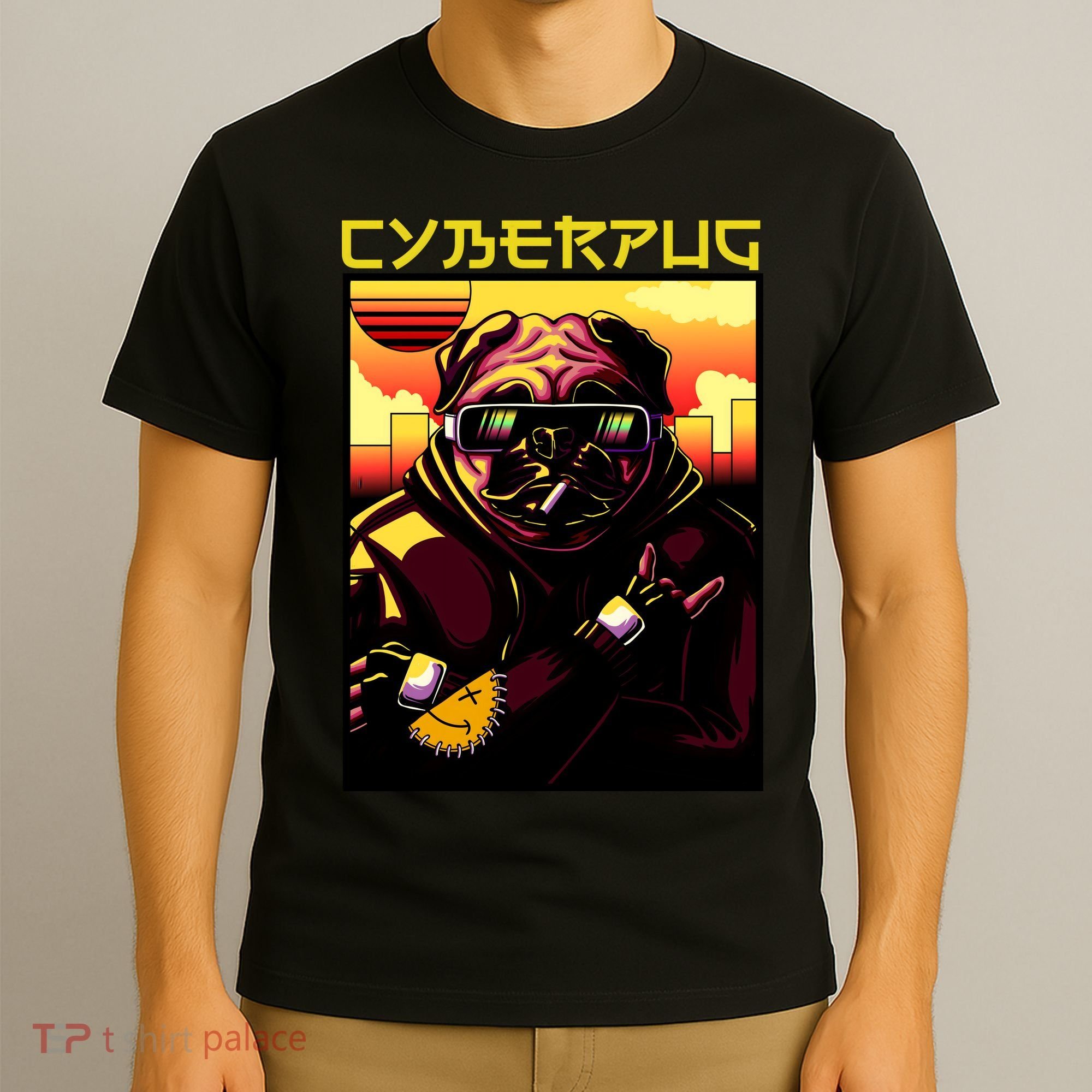 Cyberpug Parody Pug Dog Cyber Punk T-Shirt