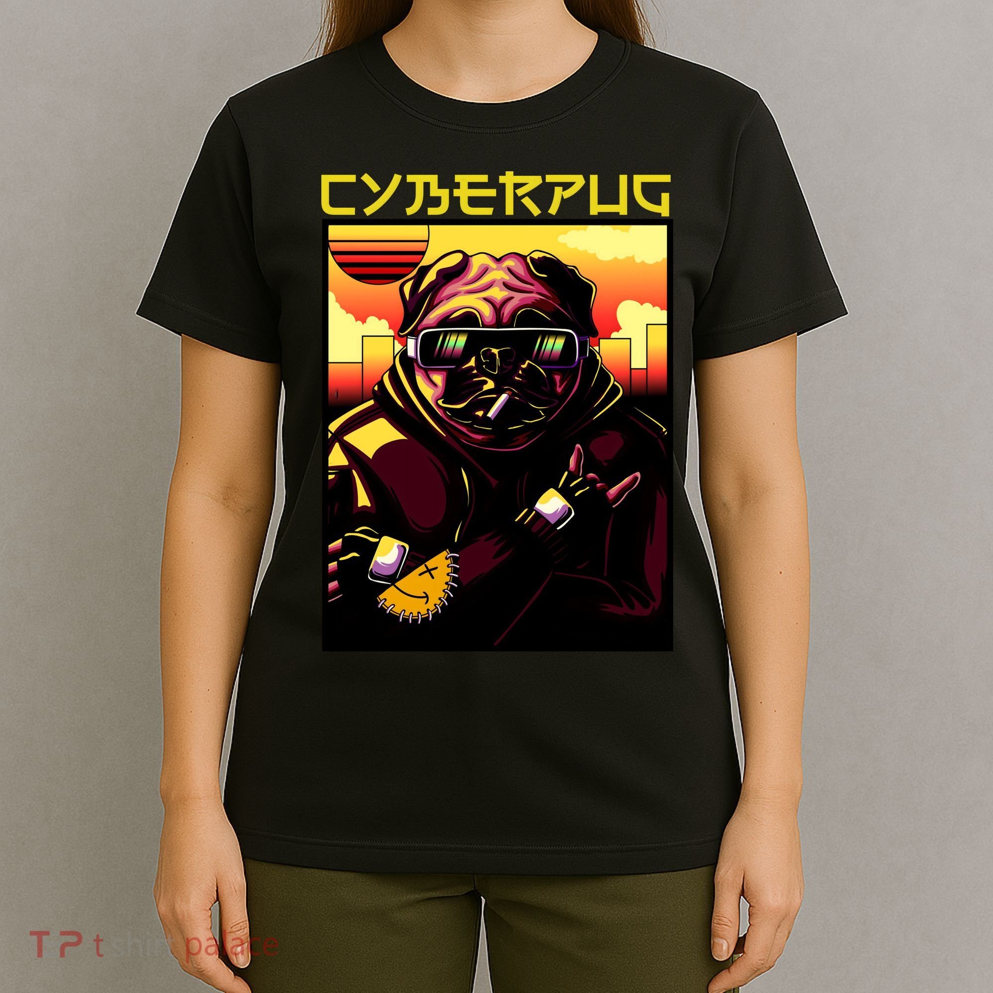 Cyberpug Parody Pug Dog Cyber Punk T-Shirt