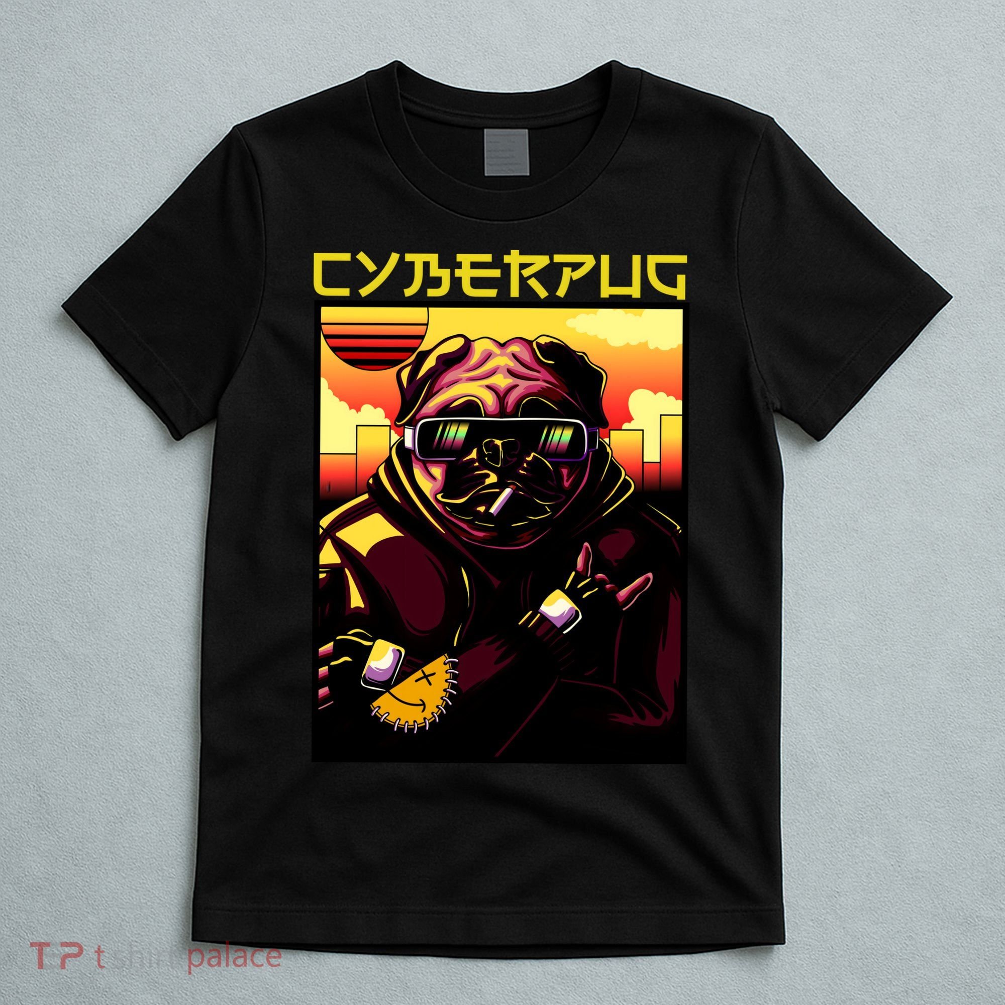 Cyberpug Parody Pug Dog Cyber Punk T-Shirt