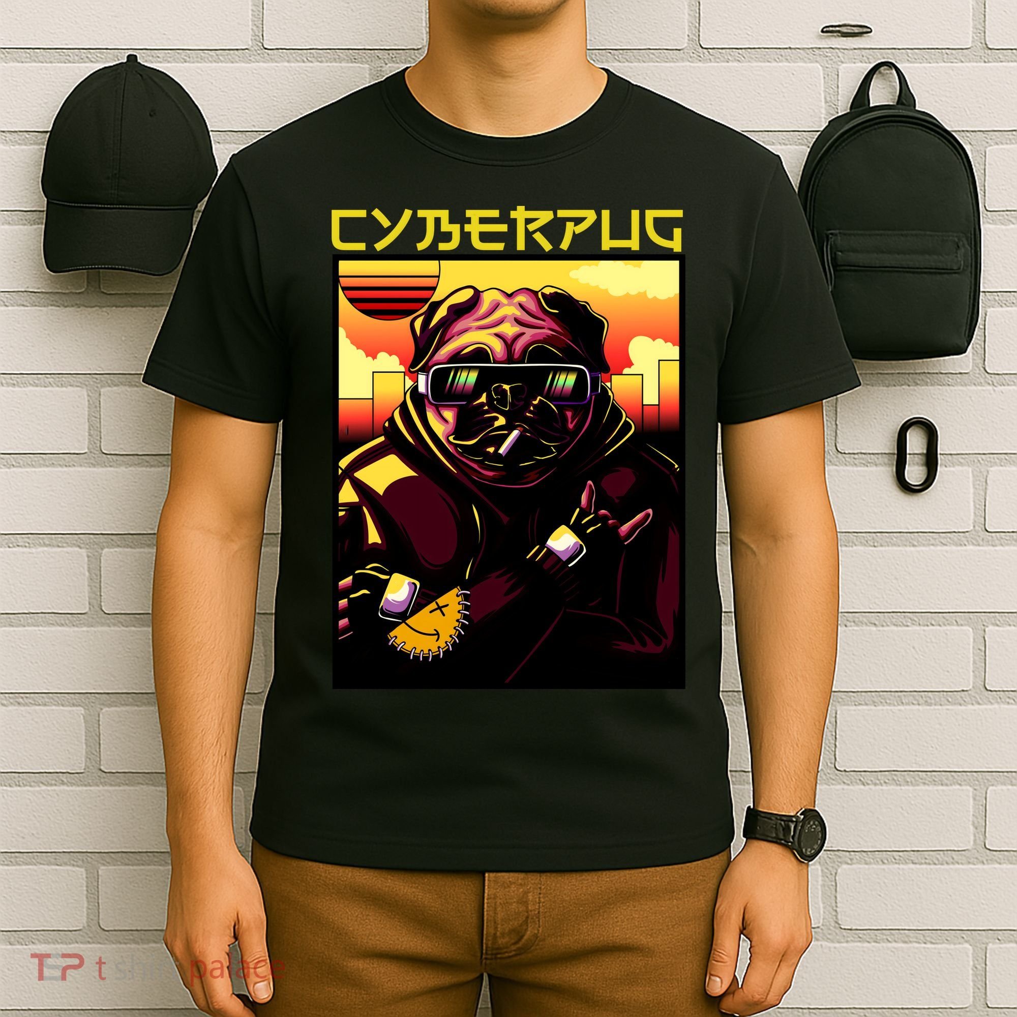 Cyberpug Parody Pug Dog Cyber Punk T-Shirt
